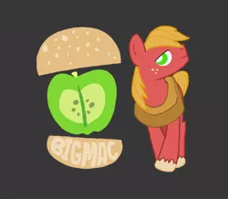 Size: 860x750 | Tagged: safe, artist:burrburro, derpibooru import, big macintosh, earth pony, pony, burger, cutie mark, food, male, pun, solo, stallion