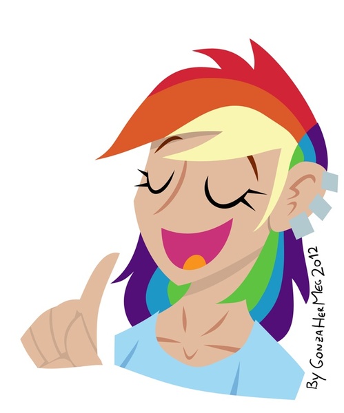 Size: 669x804 | Tagged: artist:gonzahermeg, derpibooru import, humanized, rainbow dash, safe, solo