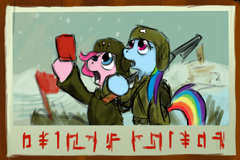 Size: 900x600 | Tagged: artist:tetrapony, china, communism, communism is magic, communist china, derpibooru import, lei feng, maoism, parody, pinkie pie, politics, propaganda, propaganda parody, rainbow dash, safe