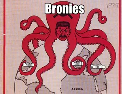 Size: 397x306 | Tagged: 4chan, barely pony related, derpibooru import, earth, image macro, josef stalin, meme, meta, moustache, octopus, propaganda, reddit, safe, tentacles, wat, youtube