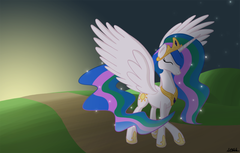 Size: 1600x1019 | Tagged: artist:aoshistark, derpibooru import, princess celestia, safe, solo