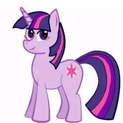 Size: 600x600 | Tagged: safe, artist:aoshistark, derpibooru import, twilight sparkle, pony, unicorn, female, mare, simple background, smiling, solo, unicorn twilight, white background