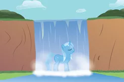 Size: 4800x3200 | Tagged: safe, artist:joey, derpibooru import, trixie, pony, unicorn, bathing, female, mare, outdoors, solo, vector, waterfall, waterfall shower, wet mane