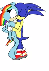 Size: 700x1016 | Tagged: anthro, artist:mephilesthedark44444, crossover, crossover shipping, dead source, derpibooru import, female, interspecies, kissing, love, male, plantigrade anthro, rainbow dash, safe, shipping, sonicdash, sonicified, sonic the hedgehog, sonic the hedgehog (series), straight