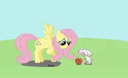 Size: 5107x3109 | Tagged: angel bunny, apple, artist:ter0k, derpibooru import, fluttershy, safe