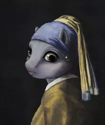 Size: 700x828 | Tagged: anthro, artist:cosmicunicorn, derpibooru import, derpy hooves, earring, fine art parody, girl with a pearl earring, johannes vermeer, parody, safe