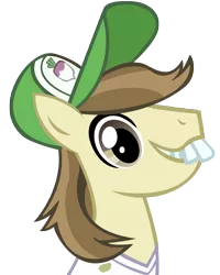 Size: 6500x8125 | Tagged: safe, artist:danton-damnark, derpibooru import, hayseed turnip truck, pony, absurd resolution, baseball cap, bucktooth, bust, cap, clothes, hat, male, portrait, shirt, simple background, smiling, solo, stallion, transparent background, vector