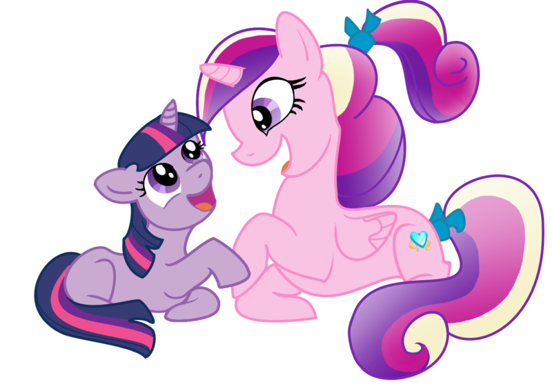 Size: 1303x919 | Tagged: artist:lunarcakez, derpibooru import, filly, princess cadance, safe, twilight sparkle