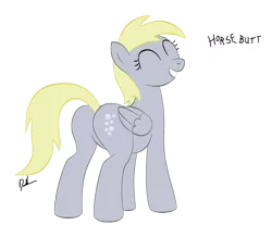 Size: 1816x1585 | Tagged: safe, artist:shadawg, derpibooru import, derpy hooves, pegasus, pony, bubble butt, cutie mark, female, iron plot, mane, mare, plot, simple background, smiling, tail, transparent background