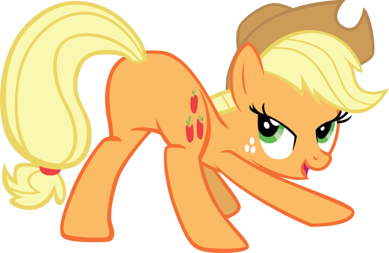 Size: 5604x3641 | Tagged: safe, artist:sircinnamon, derpibooru import, applejack, earth pony, pony, applebutt, face down ass up, featureless crotch, looking back, plot, simple background, solo, sunshine sunshine, transparent background, vector