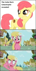 Size: 612x1206 | Tagged: apple bloom, colin mochrie, comic, crossover, derpibooru import, lily, lily valley, politics, reaction, safe, the horror, wliia