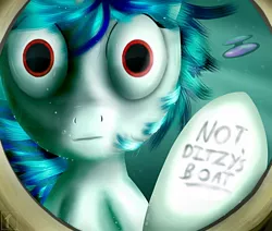 Size: 1000x848 | Tagged: semi-grimdark, artist:subjectnumber2394, derpibooru import, vinyl scratch, pony, bubble, creepy, drowning, female, imminent death, lost, mare, parody, solo, underwater