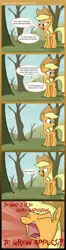 Size: 840x3180 | Tagged: applejack, artist:subjectnumber2394, comic, derpibooru import, safe, solo, tree, yelling