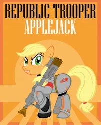 Size: 2008x2480 | Tagged: applejack, armor, artist:bouxn, clothes, costume, crossover, derpibooru import, gun, high res, safe, solo, star wars, star wars: the old republic, weapon