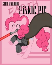 Size: 2008x2480 | Tagged: safe, artist:bouxn, derpibooru import, pinkie pie, clothes, costume, crossover, eyes closed, high res, mouth hold, solo, star wars, weapon