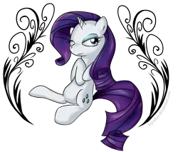 Size: 854x729 | Tagged: safe, artist:kiyoshiii, derpibooru import, rarity, pony, unicorn, female, looking at you, mare, one eye closed, solo, wink