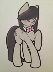 Size: 500x667 | Tagged: safe, artist:slightinsanity, derpibooru import, octavia melody, earth pony, pony, one hoof raised, solo, traditional art