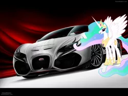 Size: 1600x1200 | Tagged: safe, artist:evilmpala-ss, derpibooru import, princess celestia, pony, bugatti, bugatti veyron, hypercar, photo, ponies in real life, supercar, vector