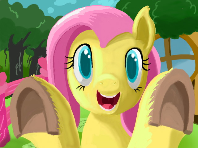 Size: 640x480 | Tagged: artist:osakaoji, derpibooru import, fluttershy, safe, solo, underhoof, unshorn fetlocks