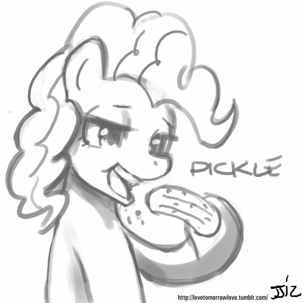 Size: 805x805 | Tagged: artist:johnjoseco, derpibooru import, grayscale, monochrome, pickle, pinkie pie, safe