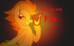 Size: 1280x800 | Tagged: artist:highray, derpibooru import, fire, safe, smirk, solo, spitfiery, spitfire