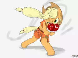 Size: 2592x1936 | Tagged: applejack, applejack dempsey, artist:flowersimh, boxing, dempsey roll, derpibooru import, hajime no ippo, jack dempsey, pun, safe, semi-anthro, solo