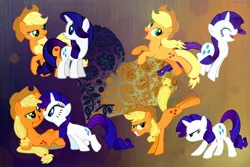 Size: 3000x2000 | Tagged: safe, artist:cruelseptember, derpibooru import, applejack, rarity, female, high res, lesbian, rarijack, shipping, wallpaper