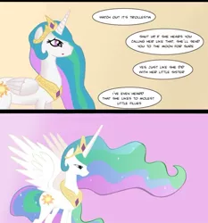 Size: 619x665 | Tagged: safe, artist:kitsune-the-fox, derpibooru import, princess celestia, alicorn, pony, bullying, celestiabuse, comic, crying, depressedia, sad, solo