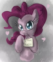 Size: 2102x2462 | Tagged: artist:leadhooves, derpibooru import, heart, high res, mouth hold, pinkie pie, safe, solo, valentine