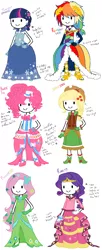 Size: 817x2000 | Tagged: applejack, artist needed, clothes, cosplay, derpibooru import, design, dress, fluttershy, gala dress, humanized, mane six, pinkie pie, rainbow dash, rarity, safe, sketch, twilight sparkle