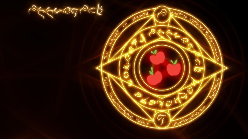 Size: 1920x1080 | Tagged: applejack, artist:sierraex, derpibooru import, magic, magic circle, runes, safe, wallpaper