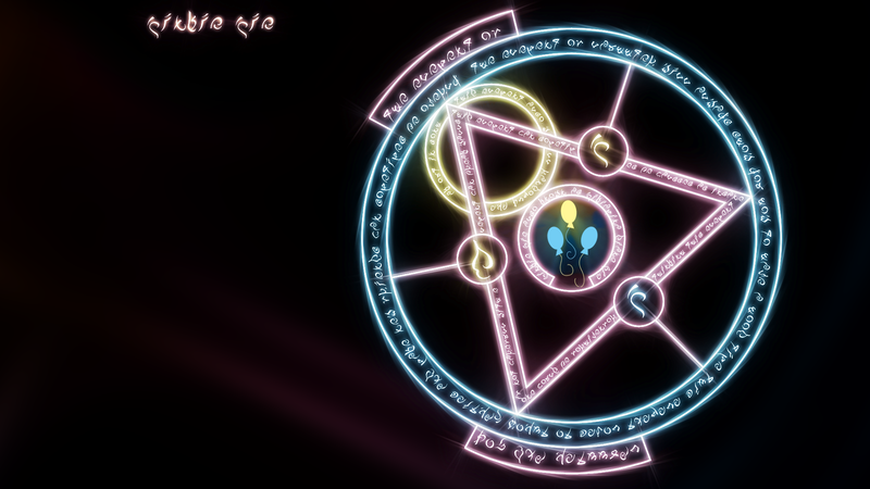 Size: 1920x1080 | Tagged: artist:sierraex, derpibooru import, magic circle, pinkie pie, runes, safe, wallpaper