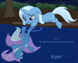 Size: 1050x850 | Tagged: artist:zonra, crying, derpibooru import, reflection, sad, safe, trixie