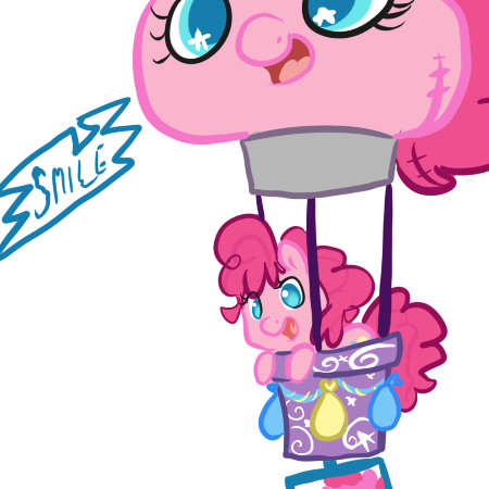 Size: 450x450 | Tagged: artist:mt, balloon, derpibooru import, hot air balloon, pinkie pie, safe, solo