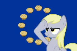 Size: 1000x666 | Tagged: safe, derpibooru import, derpy hooves, pegasus, pony, europe, european union, female, flag, mare, muffin, rainbow dash salutes, salute