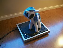 Size: 3664x2748 | Tagged: artist needed, derpibooru import, high res, irl, photo, plushie, record player, safe, solo, turntable, vinyl scratch