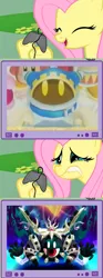 Size: 560x1500 | Tagged: safe, derpibooru import, fluttershy, pony, exploitable meme, gamershy, kirby, magolor, magolor soul, meme, tv meme