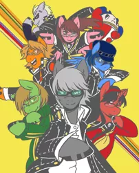 Size: 387x479 | Tagged: amagi yukiko, artist:silent ponytagonist, derpibooru import, glasses, hanamura yosuke, kujikawa rise, narukami yu, persona, persona 4, pixiv, ponified, safe, satonaka chie, shirogane naoto, tatsumi kanji, teddie