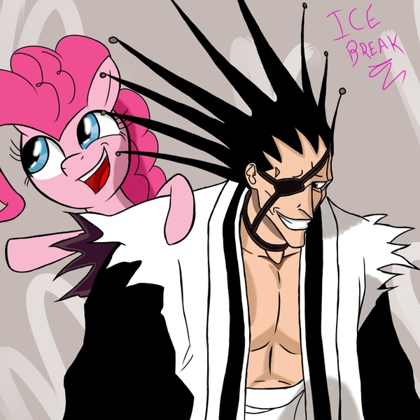 Size: 900x900 | Tagged: artist:icebreak23, bleach (manga), crossover, derpibooru import, pinkie pie, safe, zaraki kenpachi