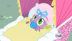 Size: 609x348 | Tagged: baby, baby spike, derpibooru import, disguise, pacifier, safe, screencap, solo, spike, the ticket master