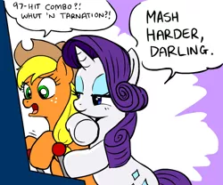 Size: 600x500 | Tagged: applejack, arcade, artist:marcusmaximus, derpibooru import, fighting is magic, rarity, safe, video game