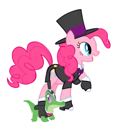 Size: 1926x2107 | Tagged: artist:sierraex, clothes, derpibooru import, gummy, hat, pinkie pie, safe, simple background, top hat, transparent background, tuxedo, vector