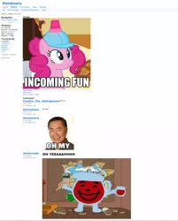 Size: 1406x1753 | Tagged: best of ponibooru comments, comments, derpibooru import, george takei, kool-aid man, meta, oh my, pinkie pie, ponibooru, safe, text