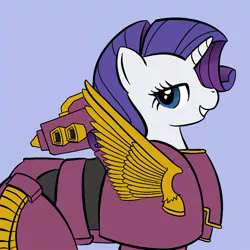 Size: 659x659 | Tagged: safe, artist:darkhestur, derpibooru import, rarity, emperor's children, power armor, powered exoskeleton, solo, space marine, warhammer (game), warhammer 40k