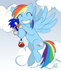 Size: 900x1055 | Tagged: artist:candysnow-09, crossover, crossover shipping, derpibooru import, female, interspecies, male, pet, rainbow dash, safe, shipping, sonicdash, sonic the hedgehog, sonic the hedgehog (series), straight