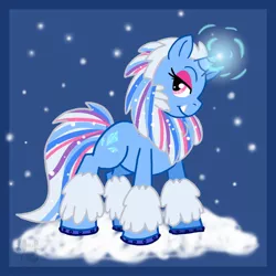 Size: 1500x1500 | Tagged: safe, artist:inkblot-rabbit, derpibooru import, ponified, pony, unicorn, yeti, abbey bominable, monster high, snow, snowfall