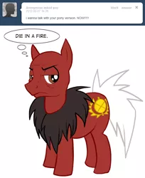 Size: 646x792 | Tagged: safe, derpibooru import, ponified, earth pony, pony, annoyed, ask, asklord-caesar, bald, caesar (fallout), crossover, fallout: new vegas, male, parody, solo, stallion, thought bubble, tumblr