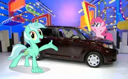 Size: 682x423 | Tagged: bon bon, car, derpibooru import, hand, lyra heartstrings, pinkie pie, safe, scion (car), scion xb, sweetie drops, the price is right