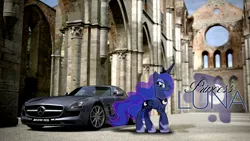 Size: 1920x1080 | Tagged: car, derpibooru import, gran turismo, mercedes-benz, mercedes-benz sls amg, princess luna, safe, solo