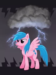 Size: 600x800 | Tagged: safe, artist:widsithgrey, derpibooru import, firefly, pegasus, pony, cloud, female, g1, g1 to g4, generation leap, lightning, mare, solo